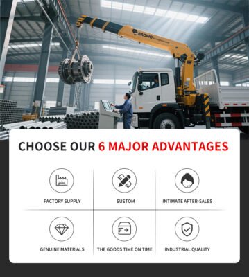 SQS157G-5 truck mounted crane, 6300kg lifting capacity crane, 15.5m hydraulic outreach crane, 360 slewing truck crane, heavy duty stabilizer crane, industrial material handling crane, logistics truck mounted crane