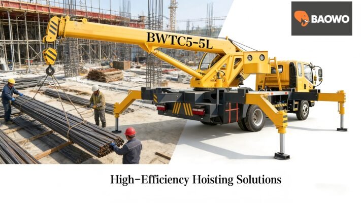 BAOWO BWT C5-5L,3 Ton Truck Crane,Compact Truck Crane,Mobile Crane Manufacturer,Hydraulic truck crane,24m lifting height crane,Small mobile crane for sale,Construction lifting equipmentBest 3 ton truck crane for urban construction,BAOWO truck crane specifications and price,Compact hydraulic truck crane manufacturer in China