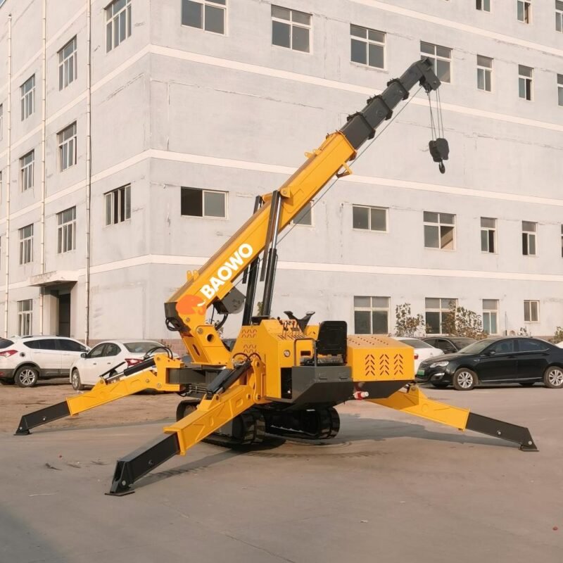 10 ton spider crane，20m mini crane，heavy duty mini crawler crane，industrial lifting spider crane，BAOWO BW-10T crane，HC10.0 mini spider crane，6 section telescopic spider crane，curtain wall spider crane，compact heavy duty crane，factory maintenance mini crane