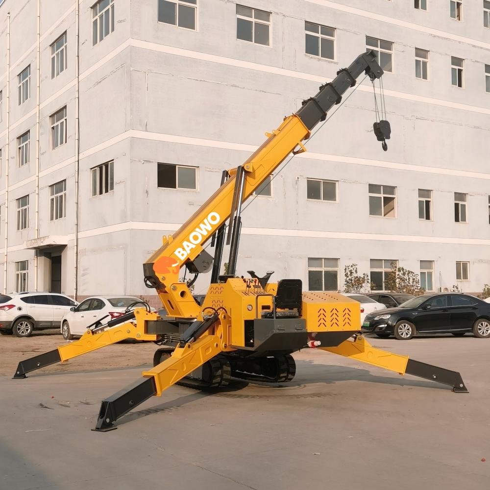10 ton spider crane,20m mini crane,heavy duty mini crawler crane,industrial lifting spider crane,BAOWO BW-10T crane,HC10.0 mini spider crane,6 section telescopic spider crane,curtain wall spider crane,compact heavy duty crane,factory maintenance mini crane