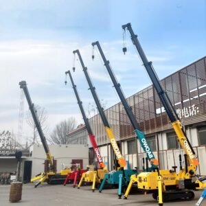 12 ton spider crane，22m mini crane，heavy duty mini crawler crane，industrial lifting spider crane，BAOWO BW-12T crane，BW-12T mini spider crane，6 section telescopic spider crane，curtain wall spider crane，compact heavy duty crane，narrow access lifting 12t