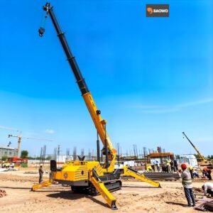 1 ton spider crane，mini spider crane for sale，compact crawler crane，600mm spider crane，indoor lifting spider crane，electric spider crane，dual power spider crane，glass installation crane，mini crawler crane manufacturer，BAOWO spider crane