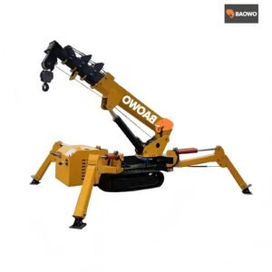 1 ton spider crane，mini spider crane for sale，compact crawler crane，600mm spider crane，indoor lifting spider crane，electric spider crane，dual power spider crane，glass installation crane，mini crawler crane manufacturer，BAOWO spider crane