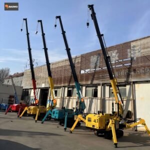 5 ton spider crane，16m mini crane，heavy duty spider crane，curtain wall spider crane，BAOWO BW-5T crane，HC5.0 mini spider crane，high capacity mini crawler crane，industrial lifting spider crane，6 section telescopic spider crane，mini crawler crane 5T