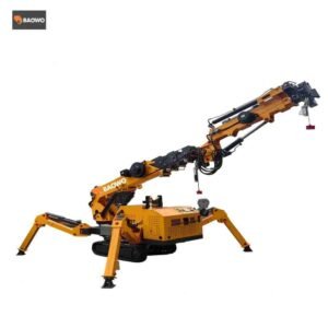 8 ton spider crane，20m mini crane，heavy duty mini crawler crane，industrial lifting spider crane，BAOWO BW-8T crane，HC8.0 mini spider crane，6 section telescopic spider crane，curtain wall spider crane，high reach mini crane，compact heavy duty spider crane