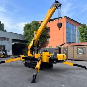 8 ton spider crane，20m mini crane，heavy duty mini crawler crane，industrial lifting spider crane，BAOWO BW-8T crane，HC8.0 mini spider crane，6 section telescopic spider crane，curtain wall spider crane，high reach mini crane，compact heavy duty spider crane