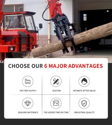truck mounted log grapple crane, hydraulic log grapple crane, timber crane for truck, dump truck log loader, BAOWO crane, heavy duty log grapple, forestry machinery, truck mounted timber crane