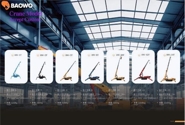 10 ton spider crane,20m mini crane,heavy duty mini crawler crane,industrial lifting spider crane,BAOWO BW-10T crane,HC10.0 mini spider crane,6 section telescopic spider crane,curtain wall spider crane,compact heavy duty crane,factory maintenance mini crane