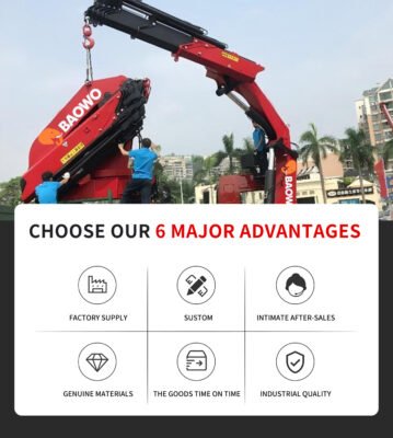 SQZ132B-3 folding boom crane，6.3 ton hydraulic truck crane，12.6 t·m lifting moment crane，BaoWo folding crane