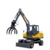 wheeled excavator log grapple, hydraulic timber grapple, rotating log grapple, timber loader machine, forestry equipment, BAOWO BW70ZA2, hydraulic grapple attachment, construction machinery