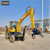 Wheel log grapple，3 ton log grapple，Hydraulic material handler，Hydraulic grapple machine，360 degree wheel log grapple，Scrap handling hydraulic grapple，Forestry log handling equipment，BAOWO BW020 log grapple ，Wheel type material handler