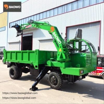 Wheel log grapple，3 ton log grapple，Hydraulic material handler，Hydraulic grapple machine，360 degree wheel log grapple，Scrap handling hydraulic grapple，Forestry log handling equipment，BAOWO BW020 log grapple，Wheel type material handler