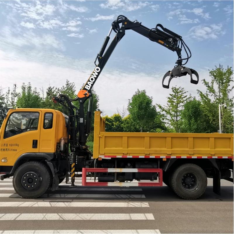 Truck mounted log grapple,Hydraulic log grabber truck,4 ton log grapple,Truck mounted crane with grapple,360 degree log grapple truck,High flow hydraulic log grabber,Forestry log handling truck,BAOWO BW030 log grapple ,Self loading log transport truck