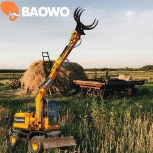 hydraulic grab crane, 4 ton hydraulic crane, timber grab loader, scrap material handler, BWG05 crane, heavy duty grab crane, industrial material handling crane, BAOWO hydraulic crane