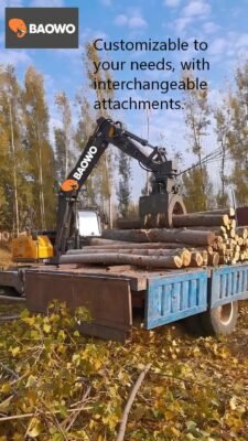 Truck mounted log grapple,Hydraulic log grabber truck,4 ton log grapple,Truck mounted crane with grapple,360 degree log grapple truck,High flow hydraulic log grabber,Forestry log handling truck,BAOWO BW030 log grapple,Self loading log transport truck